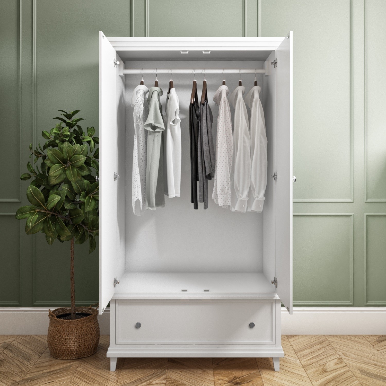 Read more about White double wardrobe with drawer georgia